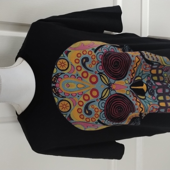 Life Clothing Co tee large sugar skull black graphic tee multicolor short sleeve - Picture 2 of 8